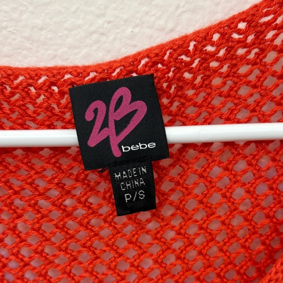 EUC 2B BEBE Orange Crochet Fringe Top - Picture 2 of 11